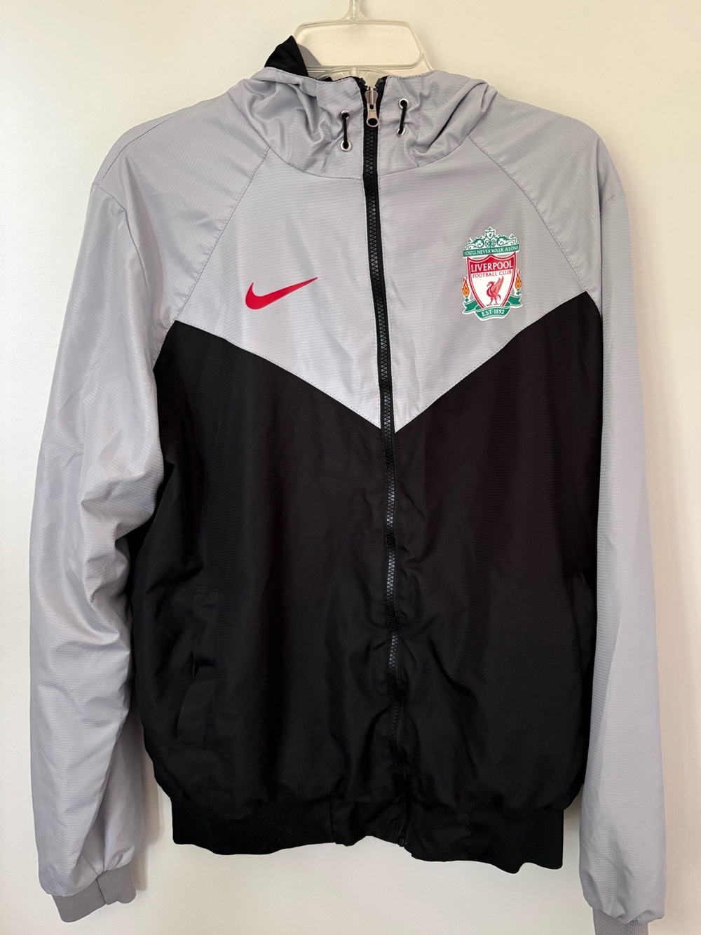 Nike Windbreaker Jacket - Gray & Black with Liverpool Crest. Reversible.